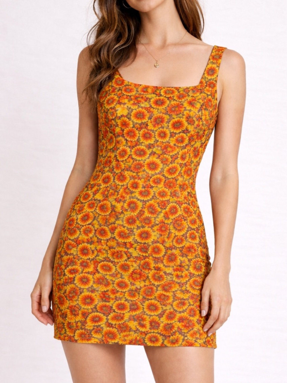 Vintage 60s Mod Floral Shift Dress Orange Psychedelic Sleeveless Mini L Bates